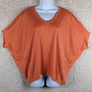 Chico's* Women's V-Neck Ribbed Dolman/Batwing High/Low Hem Blouse~Size 2 (Large)